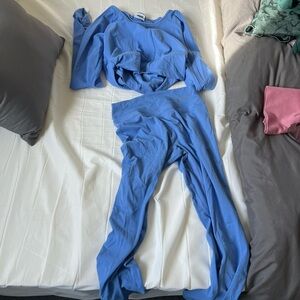 Whitney Simmons Gymshark Periwinkle Long Sleeve Top and Leggings Set